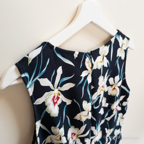 Black Shift Dress with Tropical Print – Women's Resort Wear - Size 6 - Picture 12 of 15